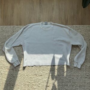 Vintage White Cropped Thermal – Raw Hem